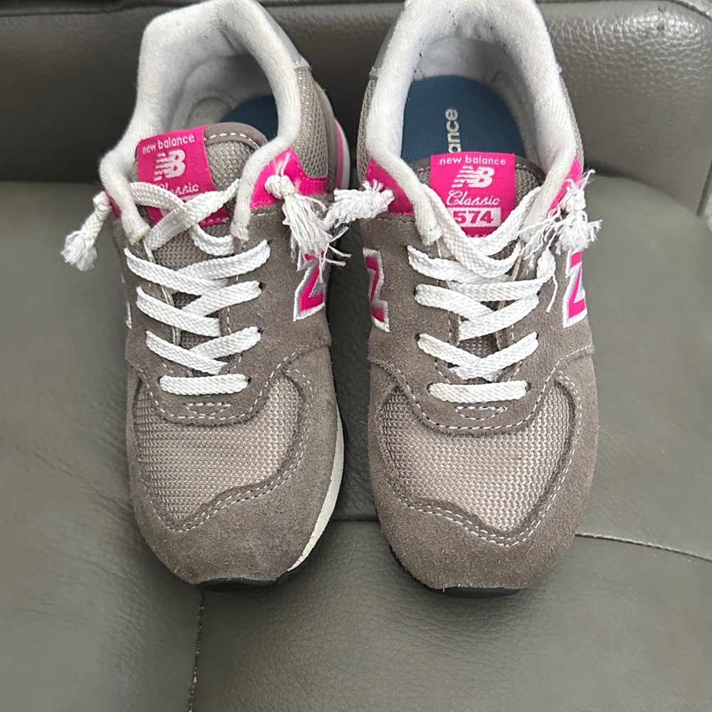 New Balance Taupe and Fuchsia Sneakers